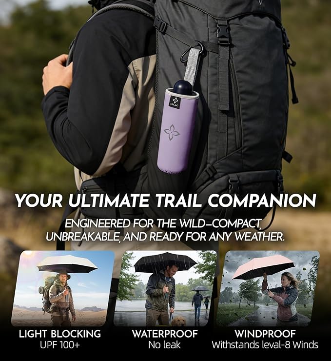 Mini Travel Umbrella for Rain - 43" Large Coverage Small Compact Umbrella, Reinforced Strong Frame, Lightweight Portable Parasol with UPF 100+ UV Protection, Gifts for Adults, Seniors & Students