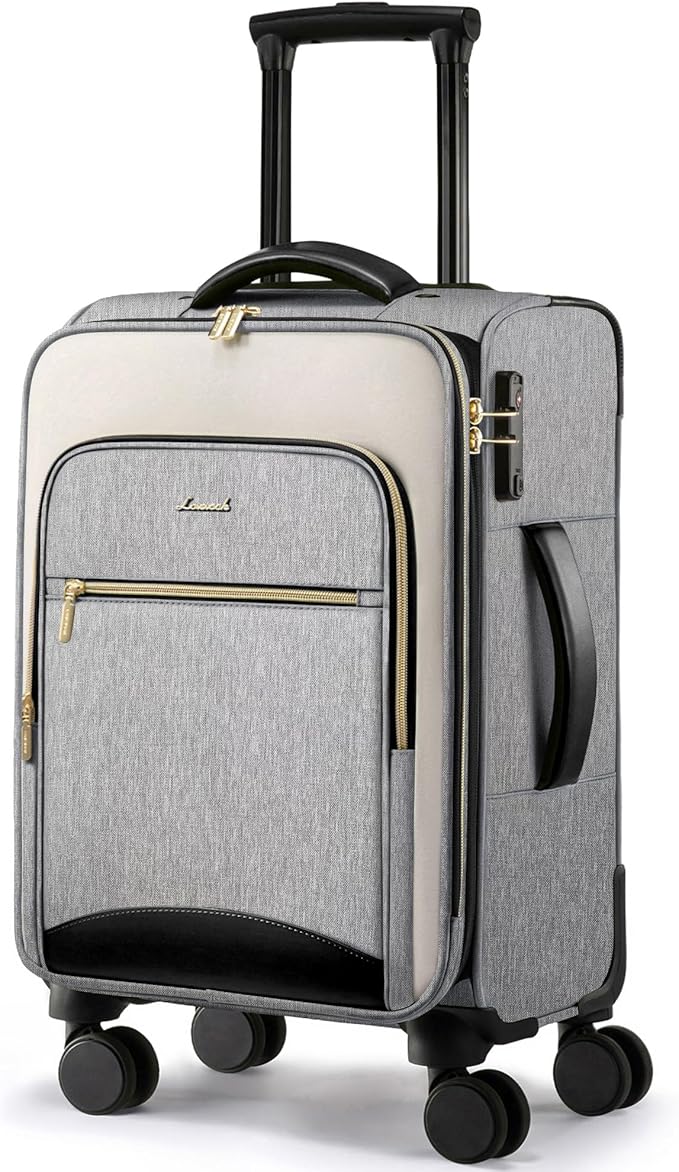LOVEVOOK Carry On Luggage 22x14x9 Airline Approved, 20 Inch Softside Suitcases with Wheels, Lightweight Spinner Carry on Suitcase with TSA Lock, Water-Resistant Large Capacity Luggage for Travel