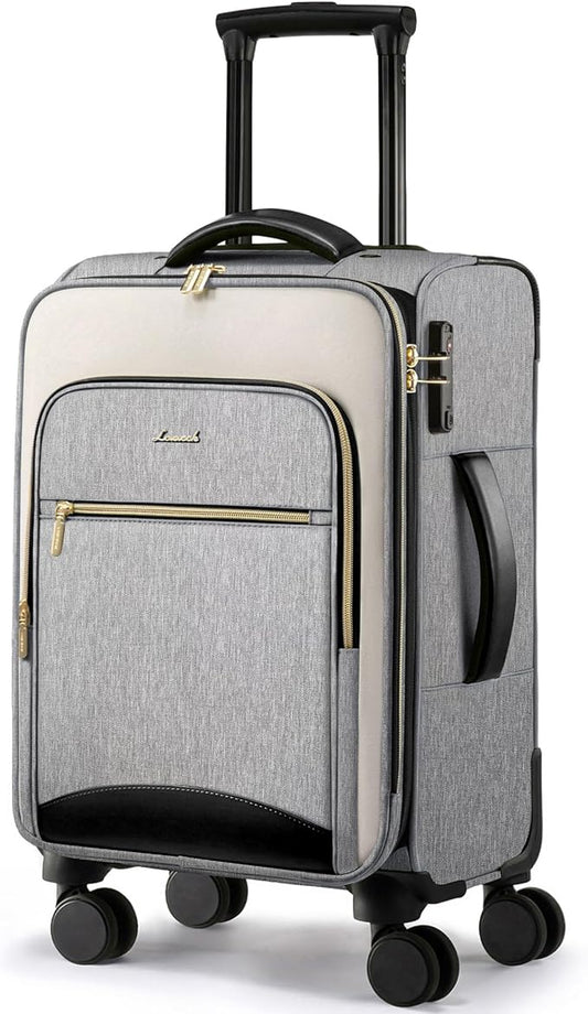 LOVEVOOK Carry On Luggage 22x14x9 Airline Approved, 20 Inch Softside Suitcases with Wheels, Lightweight Spinner Carry on Suitcase with TSA Lock, Water-Resistant Large Capacity Luggage for Travel
