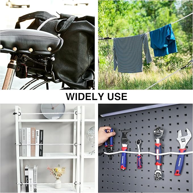 WORKPRO 24 Inch Bungee Cords with Hooks, 4 Pack Superior Rubber Heavy Duty Bungee Straps Strong Elastic Rope for Outdoor Tent, Luggage Rack, Camping, Cargo, RV, Bike, Transporting, Storage, White