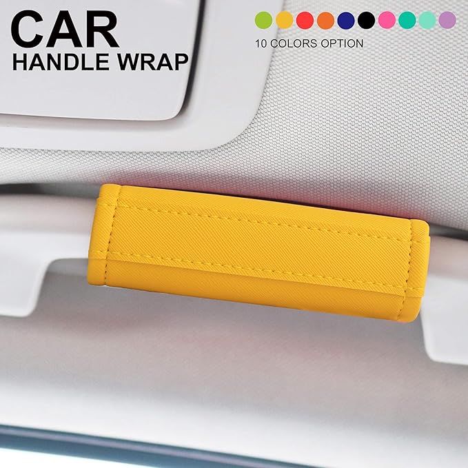 Luggage Handle Wrap 5 Pack-Leather Luggage Handle Wraps for Suitcase/Handbag/Duffel Bag/Car Bright Luggage Identfier/Handle Covers/Grips Luggage Accessories for Travel 3.0 (Yellow)