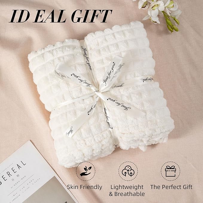 Ultra Soft Jacquard Sherpa Throw Blanket, Lightweight Yet Cozy, Versatile Couch and Travel Blanket, Checker Pattern, Multiple Sizes and Colors, Easy-Care and Durable,50x60 Inches