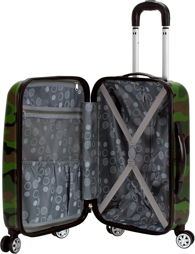 Rockland Safari Hardside Spinner Wheel Luggage, CAMO, 3 Piece (20"/24"/28")