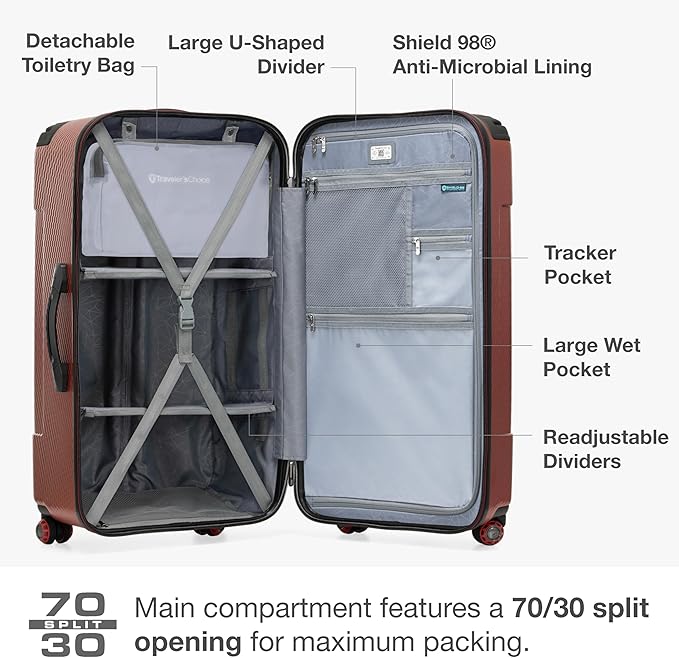 Traveler's Choice Maxporter II Polycarbonate Hardside Trunk with Spinner Wheels, Red, 31-Inch Large Trunk