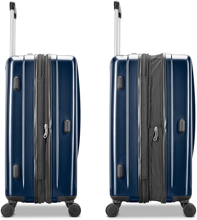 Samsonite Winfield 2 Hardside Expandable Luggage with Spinner Wheels, Navy, Checked-Medium 24-Inch