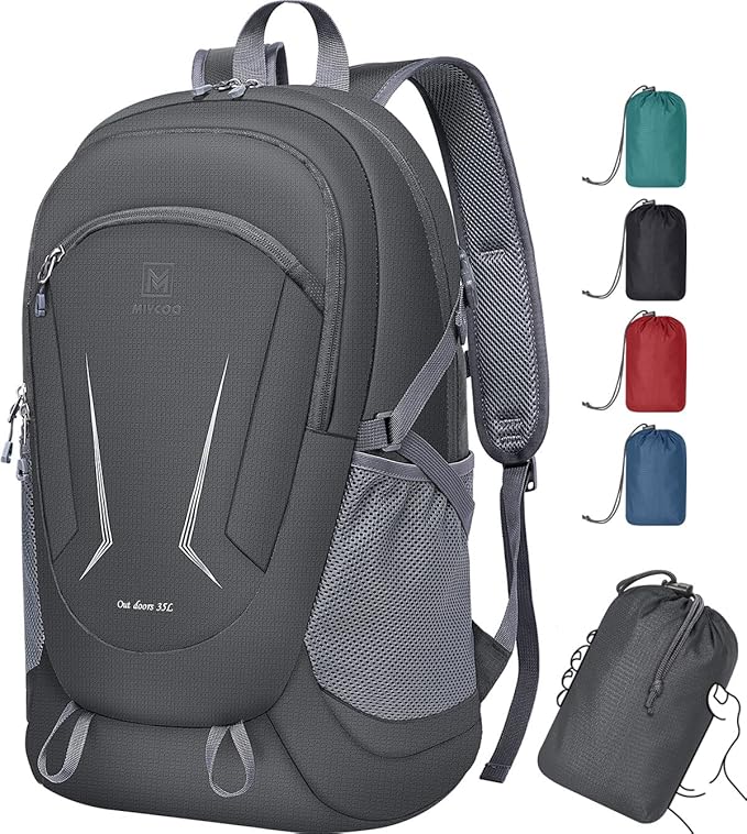 MIYCOO Backpack - Ultra Lightweight Packable Backpack for Travel Camping, Hiking Back Pack Waterproof Foldable Daypack for Men Women Grey