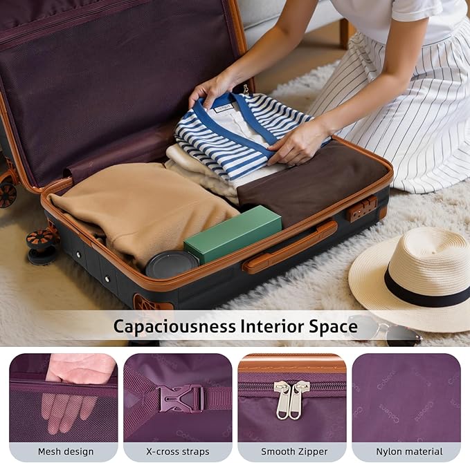 Luggage Sets 5 Piece，Suitcase with Spinner Wheels，ABS Hard Case Luggage，with TSA Lock Durable Travel Luggage，large capacity carry on luggage (20/24/28inch)