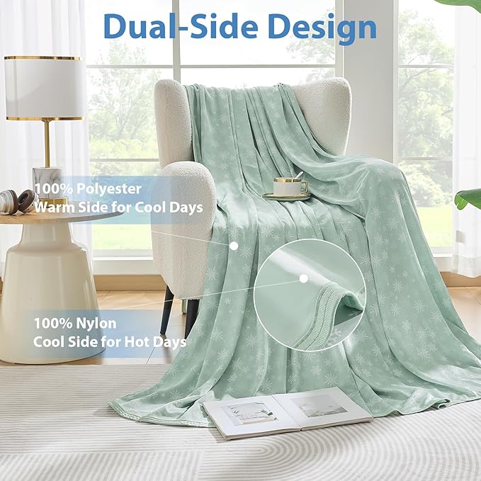 OIGAE Cooling Blanket for Hot Sleepers - Soft & Lightweight Summer Cold Blanket for Night Sweats | Perfect for Bed, Couch, Sofa (Grass Green, Twin 60'' x 80'')