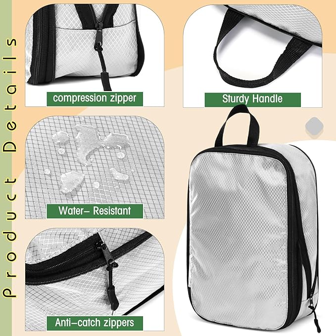 5 Pack Compression Packing Cubes for Travel Space Saving Cubes Luggage Organizer for Suitcase(Gray,S)