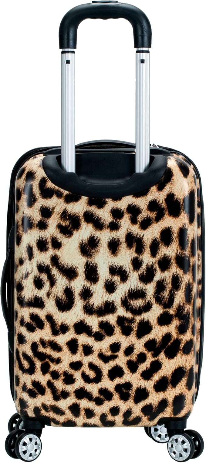 Rockland Safari Hardside Spinner Wheel Luggage, Leopard, 3 Piece (20"/24"/28")