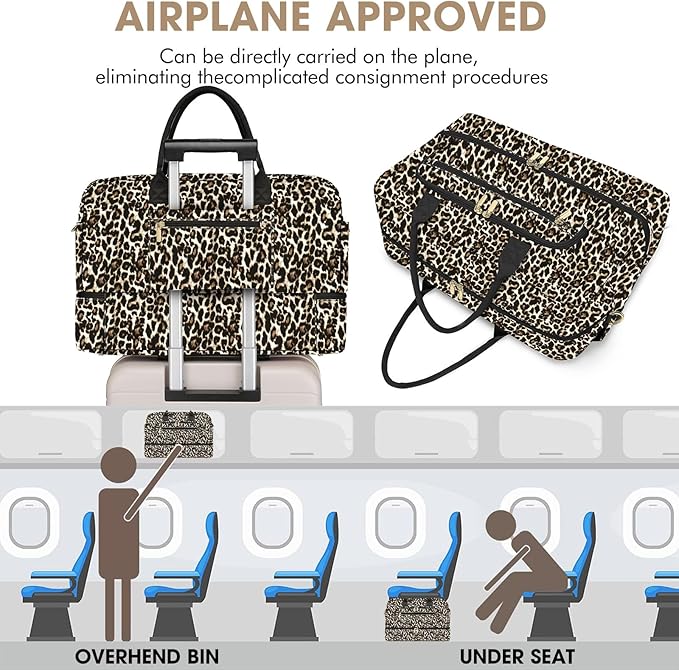 Travel Duffle Bag Weekender for Women - Carry-On Overnight Personal Item Bag with Shoe Compartment & Wet Pocket Large Weekend Tote Bags with Toiletry Hospital Bags for Labor and Delivery