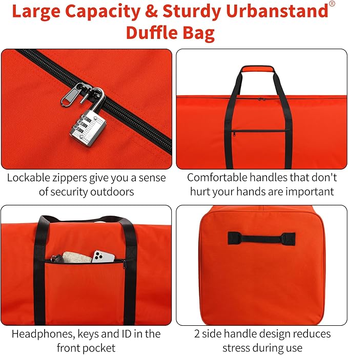 Urbanstand 52 Inch Large Duffle Bag for Travel Camping Sport Equipment Storage Bag with 2-way Lockable Zippers (Orange 2Pack)