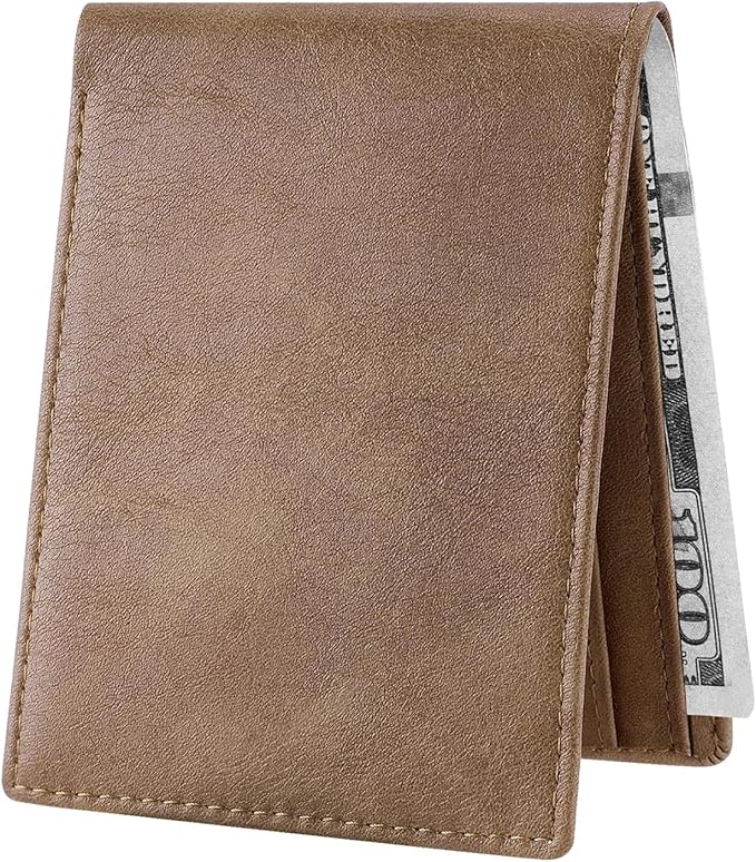 Chelmon Slim Wallet for Men ID Window with RFID Blocking Front Pocket Minimalist Bifold Bussiness Card Holder Gift for Men