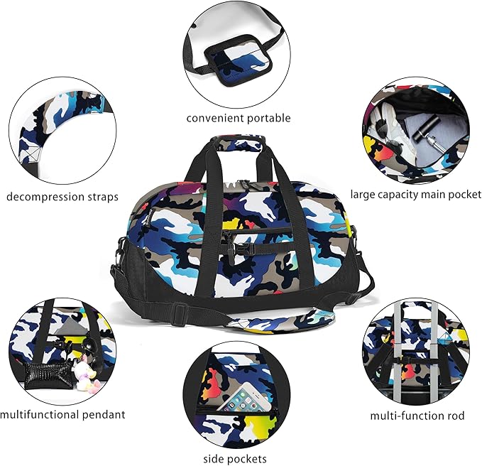 Stumdo Kids Overnighter Duffel Bags for kids, Carry-On Size & Ideal for School Practice or Overnight Travel Weekender Tote for Travel Gym Sport bag for Boys & Girls (11mchua)