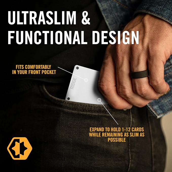 Ridge Wallet for Men - Slim Minimalist Compact Wallet and Card Holder, RFID Protected Front Pocket Wallets for Men with Integrated Cash Strap