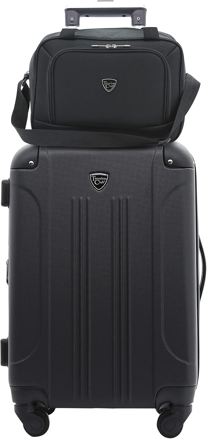 Travelers Club Chicago Hardside Expandable Spinner Luggage, Black, 3 Piece Set
