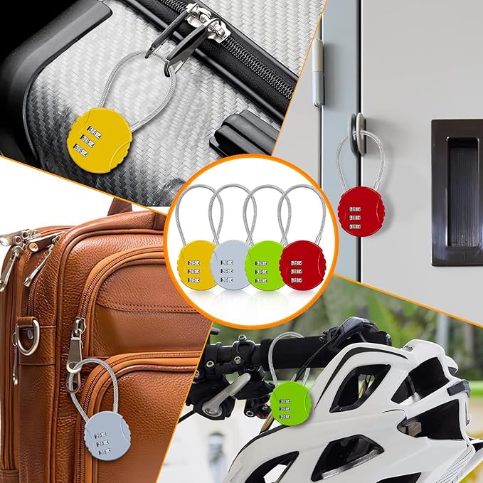 4 Pack Combination Padlock 3 Digit Luggage Lock Suitcase Lock, Outdoor Combination Lock Waterproof Small Lock for School, Gym Locker, Travel Bag (Multicolor)