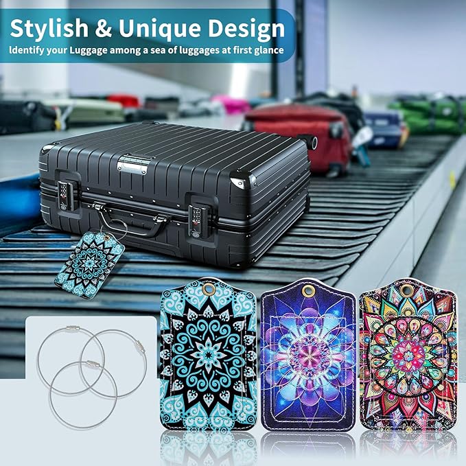 Fishent Luggage Tag, 3 Pack Travel Cruise Luggage Tags for Suitcases, Cute Suitcase Tags Identifiers Bag Tags with Privacy Flap, Baggage Name Tag for Women Men Luggage Backpack Handbag School Bag