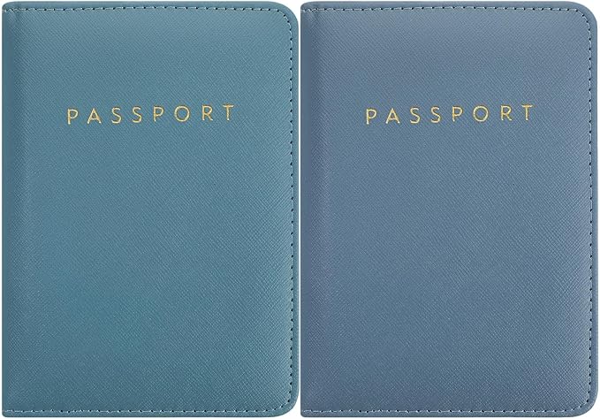 2 Pcs Passport Cover Holder for Travel Waterproof Leather Passport Wallet Case Book Travel Cruise Essentials for Women Men | 2 Pieces, Bridal, Holder, Waterproof, Holder Covers, Travel Wallet