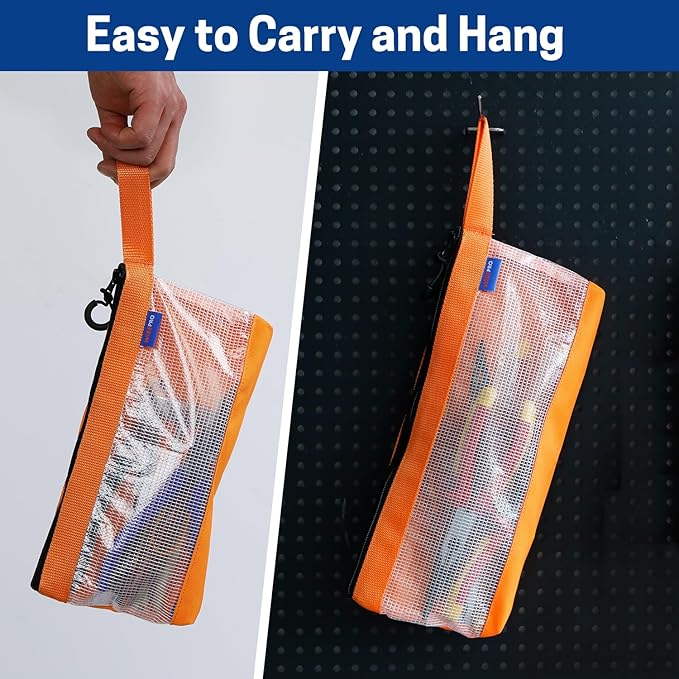 Zipper Tool Pouches, Multi-Purpose Utility Tool Bags Organizer for Small Hand Tools, Screws, Nails, Hardware, Pliers & Wrenches, Storage Pouch Set for Electricians, Plumbers, HVAC & Mechanics