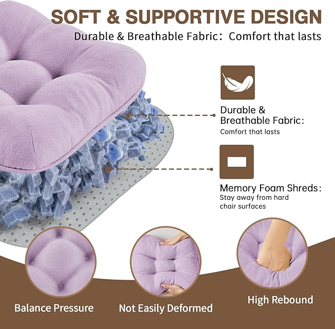 BETU Chair Cushions for Dining Chairs Set of 4,3.5" Thick Kitchen Table Chair Pads with Ties,Non Slip Backing and Covers, Seat Cushion for Dining Room,Bar,Patio Chairs,16"X16"X3.5",Purple