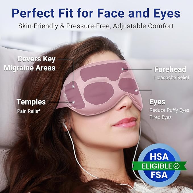Self Care Gifts for Women: Cooling Eye Mask for Eye Care - Fsa Eligible Items Migraines Headache Relief Ice Pack Mask Products - Cold Compress for Puffy Eyes - Relaxing Mothers Day Gifts (Pink)