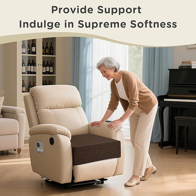 AddGrace Recliner Cushions for Elderly Thick Seat Cushion 20"x20"x4" Chair Pads with Non Slip Backing and Washable Cover for Couch Armchair Chairs Coffee