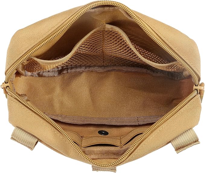 FRTKK Tactical Molle Admin Pouch Utility Laser Cut EDC Tool Pouch Bag Horizontal Modular Pouches Include US Flag Patch and Keychain