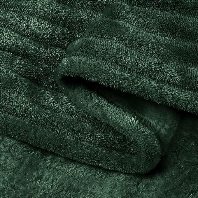 BEDELITE Fleece Throw Blanket for Couch – 3D Ribbed Jacquard Soft and Warm Decorative Fuzzy Blanket – Cozy, Fluffy, Plush Lightweight Emerland Green Throw Blankets for Bed, Sofa, 50x60 inches