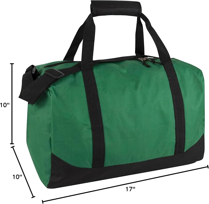 30 Liter, 17 Inch Canvas Duffle Bags for Men and Women – Travel Weekender Overnight Carry-On Shoulder Duffel Tote Bags (Green)