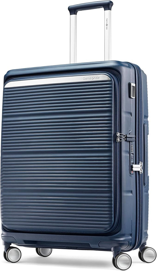 Samsonite Paralux Medium Checked Luggage - Innovative Design - Quick Access Front Pocket - Dual Suspension Wheel Technology - TSA Lock - Expandable - Includes Removable Packing Cubes - Midnight Navy
