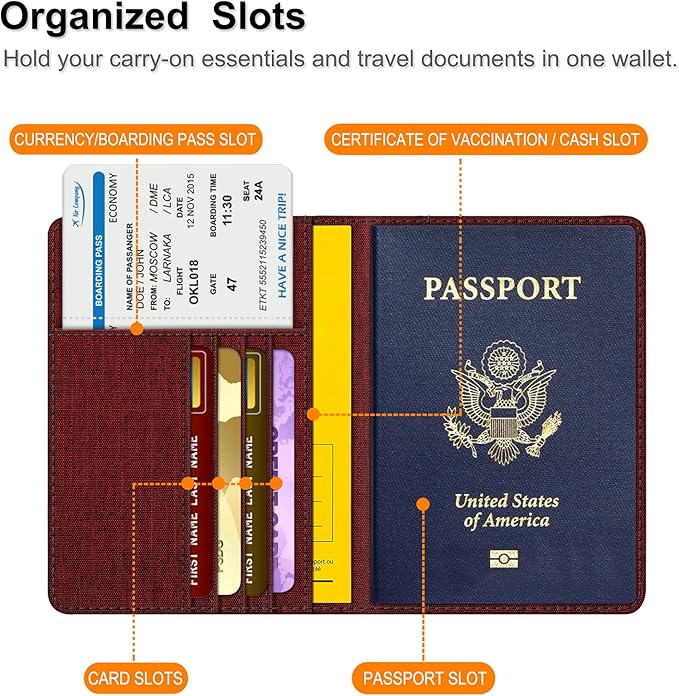 FINTIE Passport Holder, Slim Travel Wallet RFID Blocking Card Case Cover Passport Cover Protector Essentials with Credit Card Slots for Women/Men | Slim, RFID Blocking, Card Case Cover, Essentials, Credit Card Slots