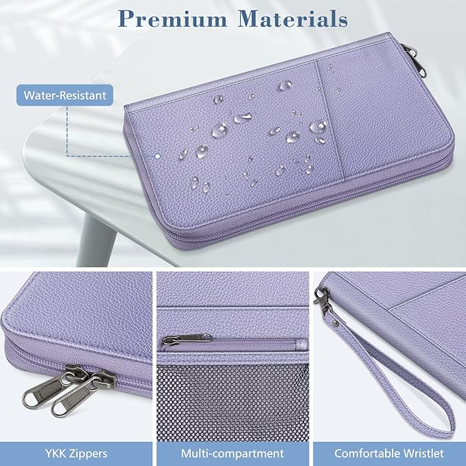 Fintie Family Passport Holder Wallet, RFID Blocking Travel Document Organizer Clutch Bag Credit Cards Case Cover for Women Men