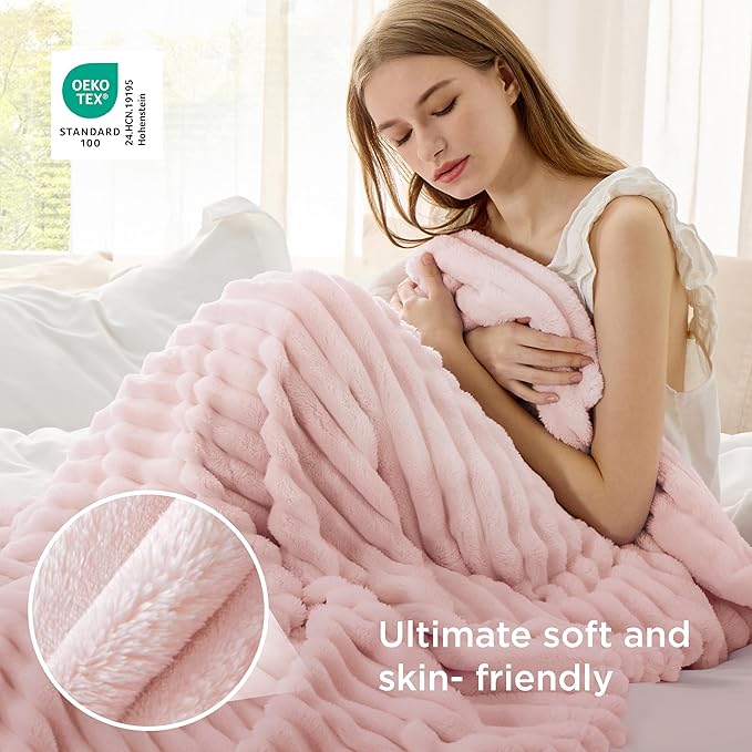 Bedsure GentleSoft Crystal Pink Throw Blanket for Couch - Cozy Soft Blankets for Women, Cute Small Throws for Girls, 50x70 Inches