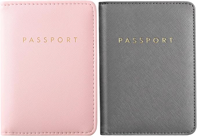 2 Pcs Passport Cover Holder for Travel Waterproof Leather Passport Wallet Case Book Travel Cruise Essentials for Women Men | 2 Pieces, Bridal, Holder, Waterproof, Holder Covers, Travel Wallet