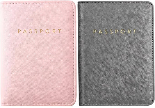 2 Pcs Passport Cover Holder for Travel Waterproof Leather Passport Wallet Case Book Travel Cruise Essentials for Women Men | 2 Pieces, Bridal, Holder, Waterproof, Holder Covers, Travel Wallet