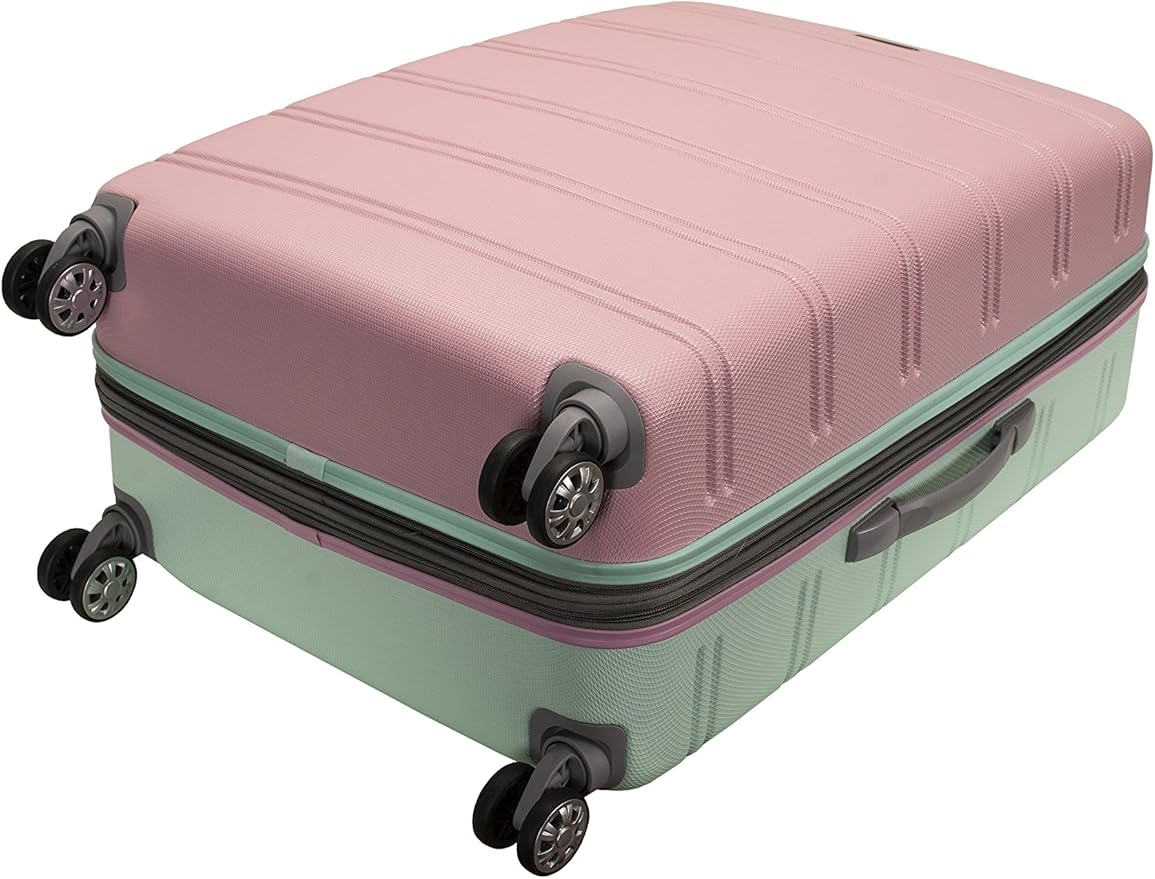 Rockland Melbourne Hardside Expandable Spinner Wheel Luggage, Bright Green, Checked-Large 28-Inch
