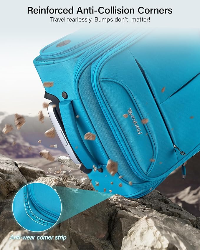 Hanke Underseat Carry On Luggage with Wheels, Lightweight Small Suitcase Airline Approved 16 Inch Softside Personal Item Travel Bag for Women Men, Compact Under Seat Luggage.(Caribbean Blue)