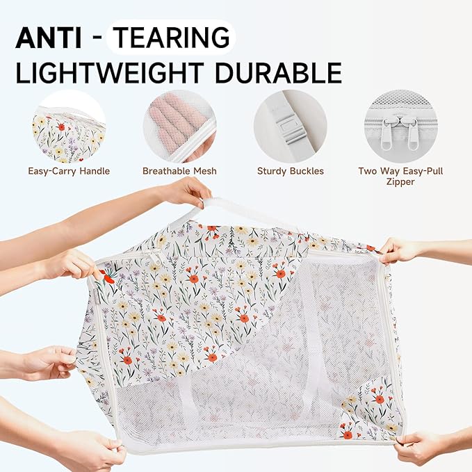 11 Set Packing Cubes for Travel, Gifts for Women Mom Kids, TSA Approved Bags for Makeup, Cosmetic, Toiletry, Suitcase Organizers for Checked Luggage,Cruise Essentials,Airplane Accessories,White Floral
