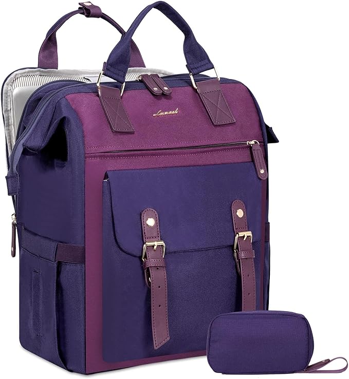 LOVEVOOK Laptop Backpack, Travel Bag with 17.3 inch Laptop Compartment, Water Resistant Teacher Nurse Doctor Work Bag, Anti-theft Daypack, Purple Blue