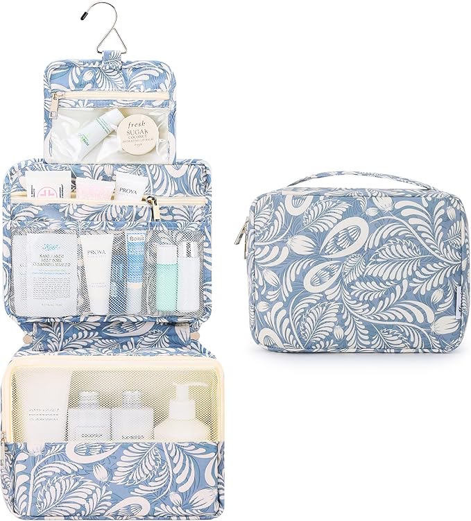 Mossio Hanging Toiletry Bag with Sturdy Hook - Large Portable Cosmetic Makeup Travel Organizer for Men & Women