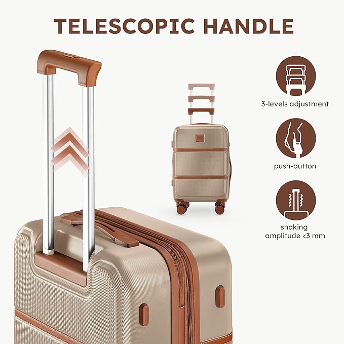 Suitour Expandable 4-Piece Luggage Set (14" 19" 23" 27") ABS Hardside Suitcase Sets with Spinner Wheels Checked Luggage Travel Suitcase