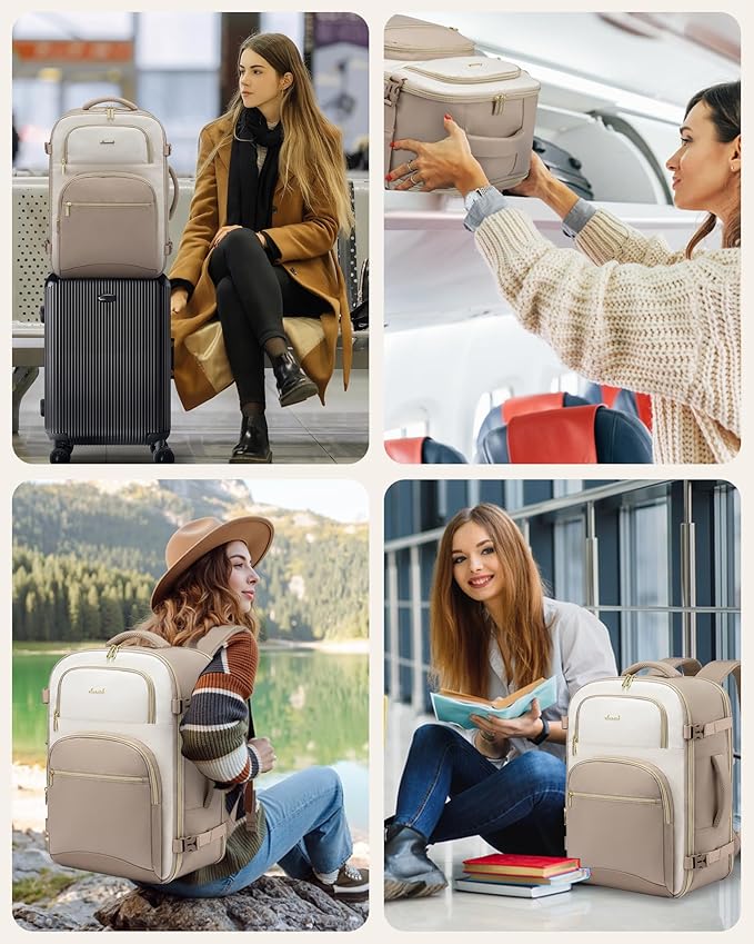 LOVEVOOK Travel Essentials Carry on Backpack 50L Travels Backpack for Women,Waterproof TSA Personal Item Travels Bag Airline Flight Approved,Large Carry on Luggage Laptop Backpack with Packing Cubes