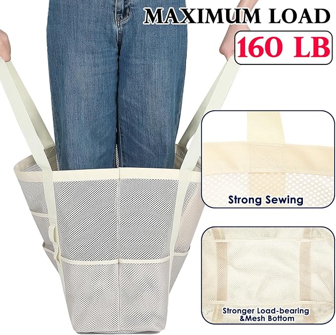 Fammart Mesh Beach Bag, Large Beach Tote with Zipper Pocket, Toys Pool Bag for Family Travel Vacation Cruise Essentials
