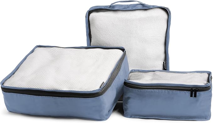 Brookstone Packing Cubes - 6 Piece Compression Packing Cubes for Travel Essentials - Luggage Sets Cube Storage Organizer Bags, Size One Size, Denim Blue
