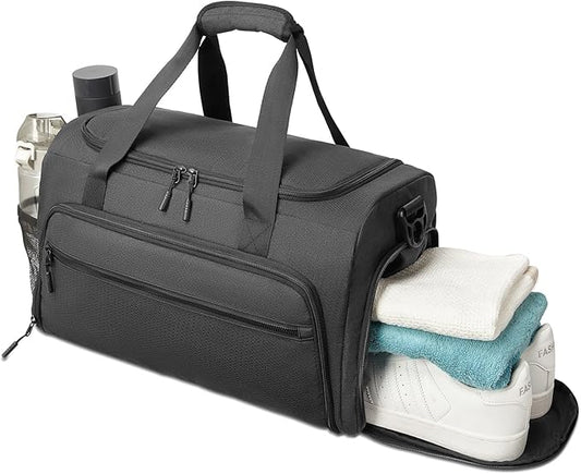 Gym Bag for Men Women, Sports Duffle Bags with Wet Pocket & Shoes Compartment, Water Resistant Overnight Duffel Bag