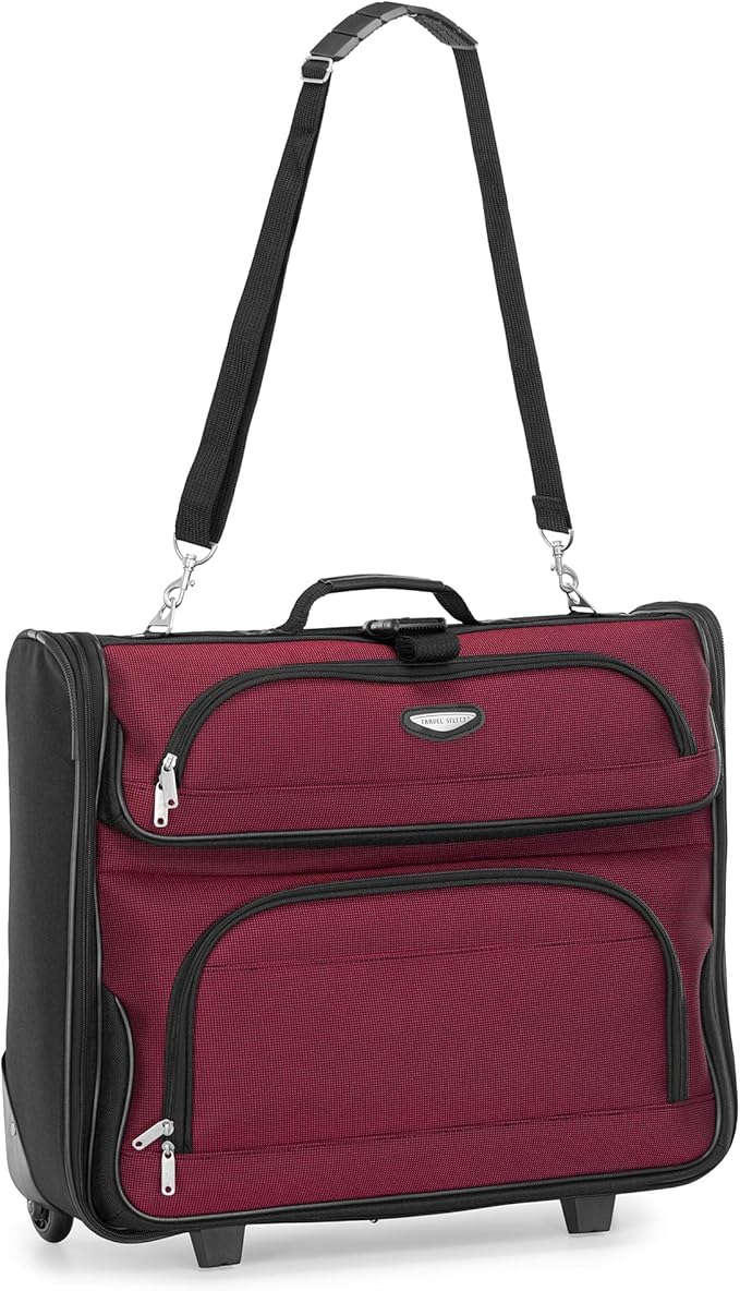 Travel Select Amsterdam Business Rolling Garment Bag, Softside Expandable Rolling 2-Wheeled Suit Carrier, Red, One Size