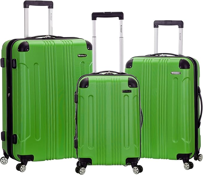 Rockland London Hardside Spinner Wheel Luggage, Green, 3-Piece Set (20/24/28)