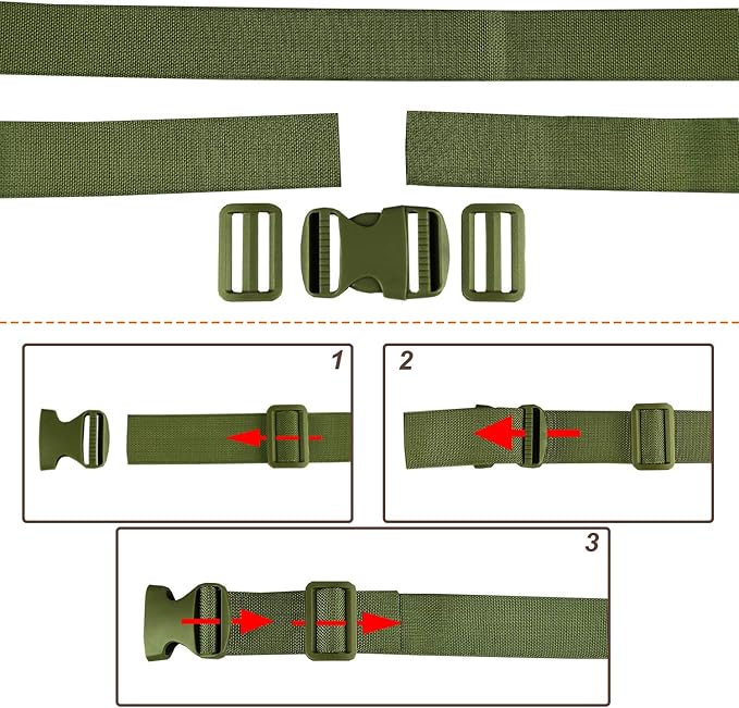 MAGARROW 65" 1.5" Utility Straps with Buckle Adjustable, 4-Pack (Army Green (4-PCS))