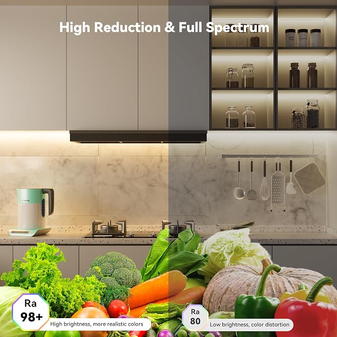 PAUTIX COB LED Strip Lights with RF Remote,UL Listed Dotless LED Lights Dimmable 3000K Warm White,Super Bright 32.8ft Flexible 24V LED Tape Light,for Kitchen Cabinets,Bed,Office Stairs Indoor Lighting
